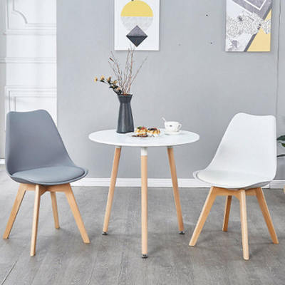 Adjustable Height Modern Plastic Dining Chairs with Soft Cushion Seat and Solid Wooden Legs for Home Office Kitchen