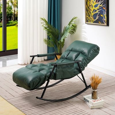 Large Fabric Modern Single Person Lazy Rocking Chair for Home Furniture in Light Luxury Design
