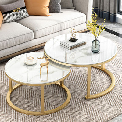 Small Household Round Tea Table Rock Plate Combination Living Furniture Coffee Table for Home in Italian Modern Style