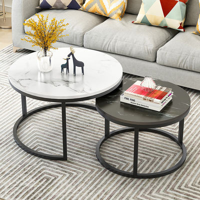 Small Household Round Tea Table Rock Plate Combination Living Furniture Coffee Table for Home in Italian Modern Style