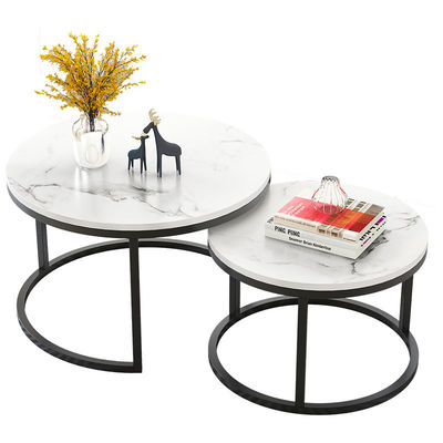 Small Household Round Tea Table Rock Plate Combination Living Furniture Coffee Table for Home in Italian Modern Style