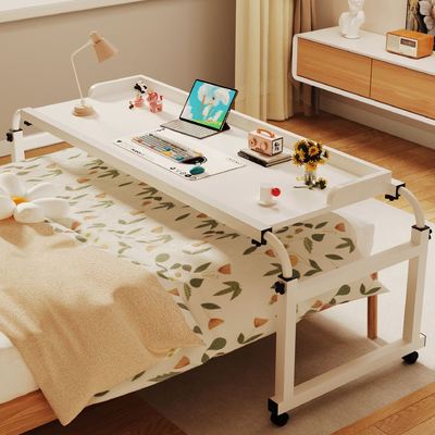 Modern Portable Bedroom Furniture Adjustable Cross Bed Desk with Wheels and Foldable Design