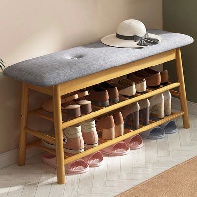 Folded Design Shoe Rack Entryway Organizer with 2 Tier Storage for Self-Contained Installation in Hallway or Living Room