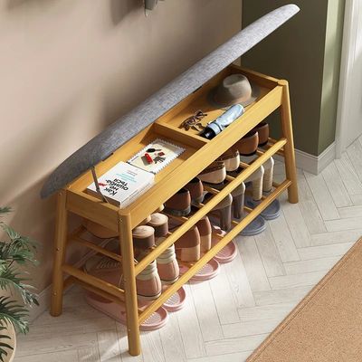 Folded Design Shoe Rack Entryway Organizer with 2 Tier Storage for Self-Contained Installation in Hallway or Living Room