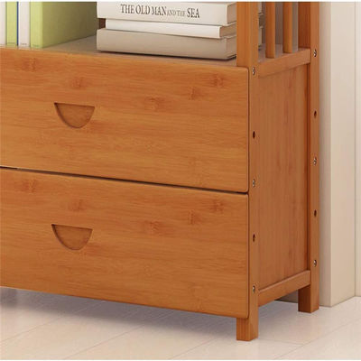 Customized Logo Living Room Bookshelf with Drawers Wooden Multi-Layer Floor Standing Bookcase Storage Rack