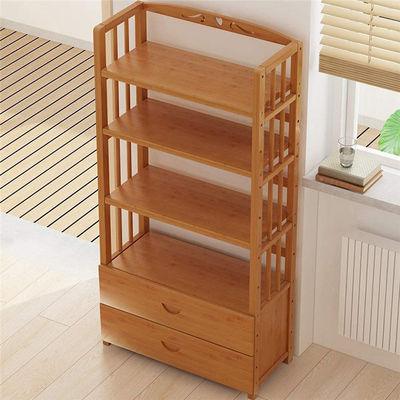 Customized Logo Living Room Bookshelf with Drawers Wooden Multi-Layer Floor Standing Bookcase Storage Rack