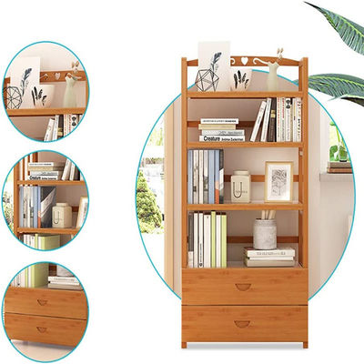 Customized Logo Living Room Bookshelf with Drawers Wooden Multi-Layer Floor Standing Bookcase Storage Rack