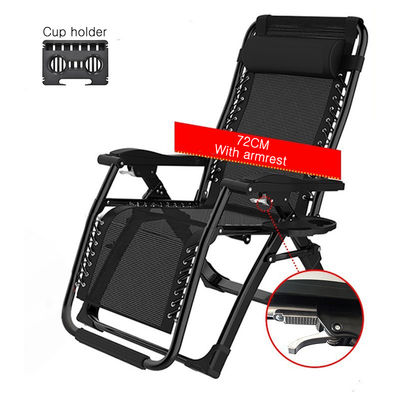 Zero Gravity Lounge Chairs Outdoor Adjustable Reclining Patio Chair Steel Folding Recliner for Pool Beach with Cup Tray