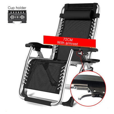 Zero Gravity Lounge Chairs Outdoor Adjustable Reclining Patio Chair Steel Folding Recliner for Pool Beach with Cup Tray