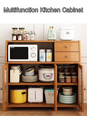 Buffet Kitchen Cabinet with Storage Shelves, Standing Drawer and in Living Room