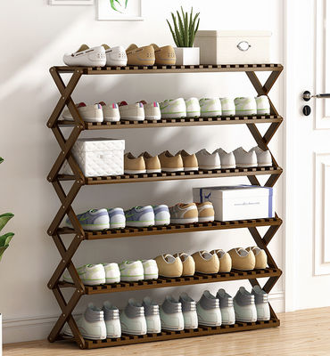 Modern Multi-layer Folding Flower Shoe Rack Storage Free-Installation Bamboo Pot Stand for Living Room Bedroom Entry Apartment