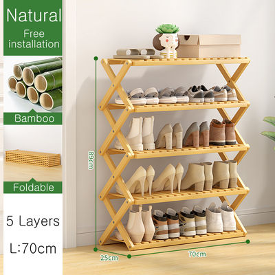 Modern Multi-layer Folding Flower Shoe Rack Storage Free-Installation Bamboo Pot Stand for Living Room Bedroom Entry Apartment