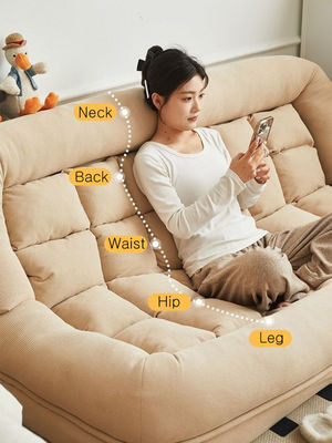 Apartment Small Lounger Sofa Bed, Convertible Futon , Cotton Linen Fabric Loveseat Couch with Adjustable Backrest