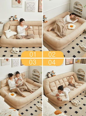 Apartment Small Lounger Sofa Bed, Convertible Futon , Cotton Linen Fabric Loveseat Couch with Adjustable Backrest