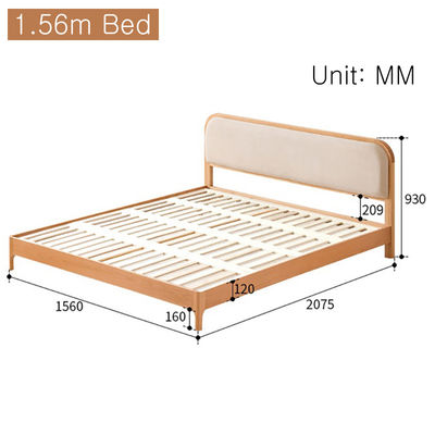 Solid Wood Bed Frame Mid-Century En Platform with Sponge HeadBoard Easy to Assembly Large Capacity Slats