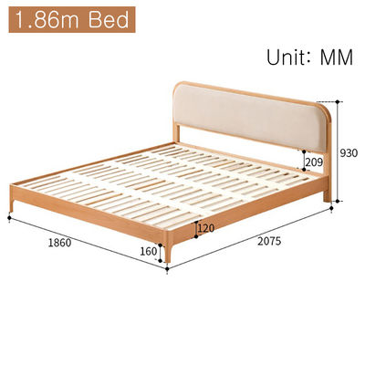 Upholstered Platform Bed Frame Solid Wood , Slat Support Easy Assembly Room , Double Size with Headboard