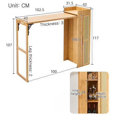 Bar Table Retractable Sideboard Cabinet Home Partition Multi-Functional Dining Platform with Storage