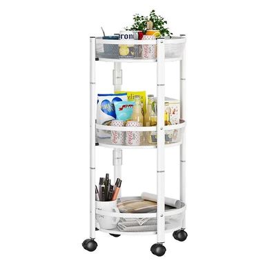 3-Layer Foldable Round Storage Rack Floor-standing Installation-Free Fruit Vegetable Basket Snack for Kitchen Islands & Carts