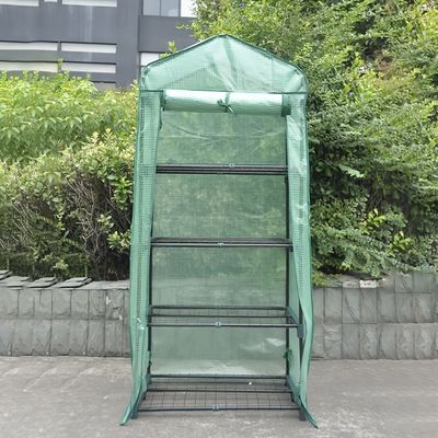 4-Tier Mini Greenhouse Portable Indoor Outdoor Waterproof Cloth Tent PE Cover Roll-Up Zipper Door Metal Frame for Growing Seeds