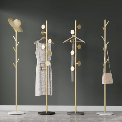 Nordic Gold Modern Quality Metal Coat Rack with Marble Black Finish for Hotel School Entryway Living Room Furniture