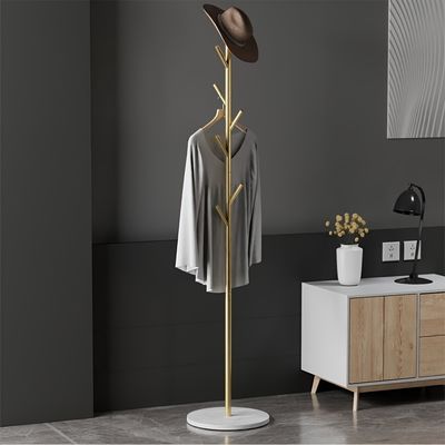 Nordic Gold Modern Quality Metal Coat Rack with Marble Black Finish for Hotel School Entryway Living Room Furniture