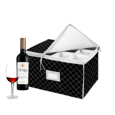 Premium Fabric Stemware Storage Case Foldable Divider Organization Box for Wine Glasses for Champagne Functional Glassware