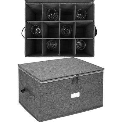 Stemware Storage Box, China Containers Cht for 12 Wine Glass Case With Hard Divider Champagne