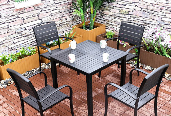 Modern Outdoor Wood-Plastic Tables Chairs Commercial Courtyard & Street Entry for Home Bar & Backyard Desk-Chair Combination