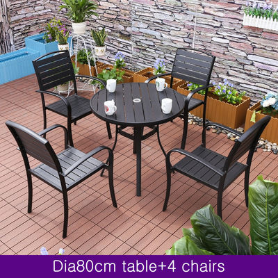 Modern Outdoor Wood-Plastic Tables Chairs Commercial Courtyard & Street Entry for Home Bar & Backyard Desk-Chair Combination