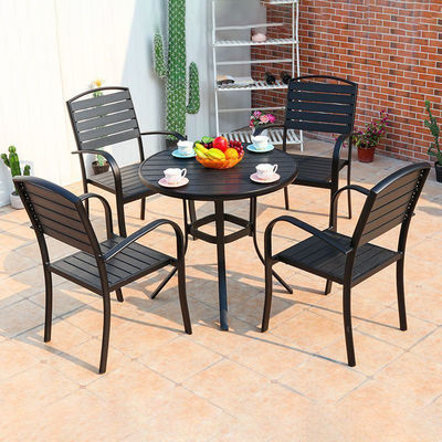 Modern Outdoor Wood-Plastic Tables Chairs Commercial Courtyard & Street Entry for Home Bar & Backyard Desk-Chair Combination
