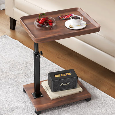 Adjustable Table With Universal Wheels C Shaped End Coffee Snack Bedside Couch Side in Living Room Bedroom