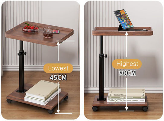 Adjustable Table With Universal Wheels C Shaped End Coffee Snack Bedside Couch Side in Living Room Bedroom