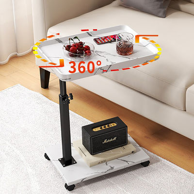 Adjustable Table With Universal Wheels C Shaped End Coffee Snack Bedside Couch Side in Living Room Bedroom