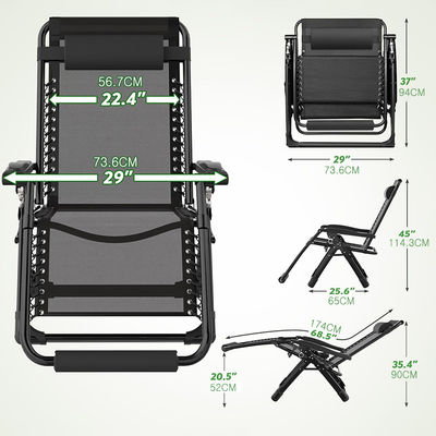 Zero Gravity Chair, Outdoor Lounge Chairs Loungers with Removable Cushion,Headrest Cup Holder,Reclining Patio