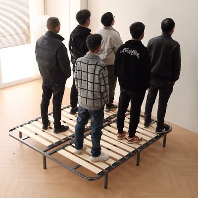 Thick Solid Wood 1.8m Bed Board Foldable Tatami Mat Iron Pipe and Frame Space Saving in Room