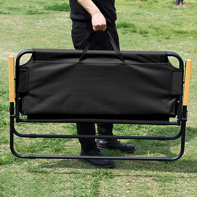 Modern Design Double-Seat Folding Beach Chair Comfortable Outdoor Camping Furniture in Wood Grain Metal Aluminum Alloy for Parks