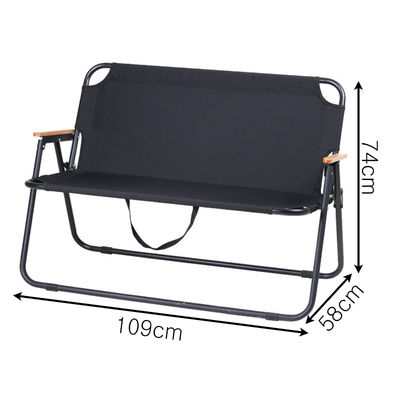 Modern Design Double-Seat Folding Beach Chair Comfortable Outdoor Camping Furniture in Wood Grain Metal Aluminum Alloy for Parks