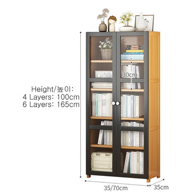 Modern Freestanding Bookcase Wooden Recycled Pine Doors Cabinet Display Storage Organizer for Living Room Office Accent Design