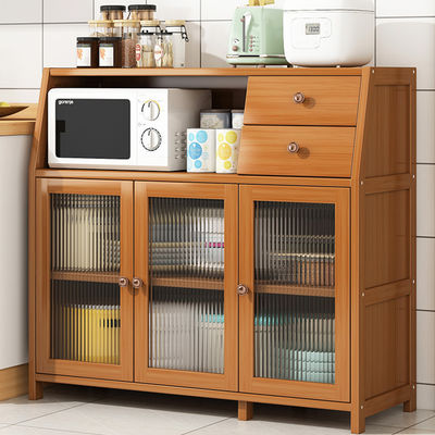 Multi Function Cabinet Kitchen -Vintage Tableware Side Storage Organizer Container Microwave Cart