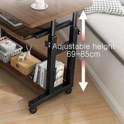 Large Lift-Able Bedside Study Computer Desk with Wheels Removable Table and Lower Storage Rack