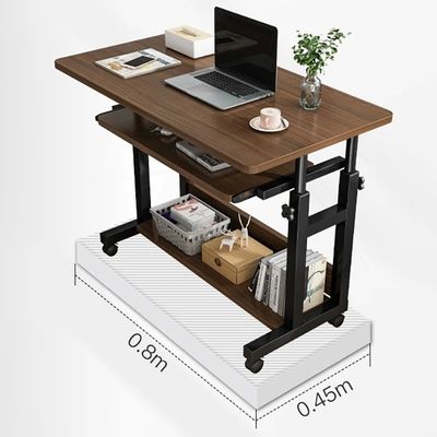 Large Lift-Able Bedside Study Computer Desk with Wheels Removable Table and Lower Storage Rack
