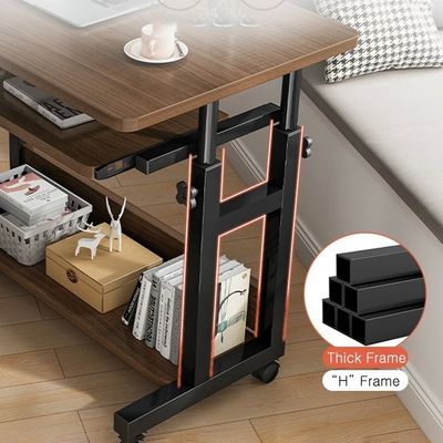 Large Lift-Able Bedside Study Computer Desk with Wheels Removable Table and Lower Storage Rack
