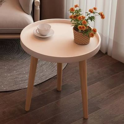 Small Coffee Table, Round with 3 Feets, Stable Side End for Living Room, Bedroom, Office