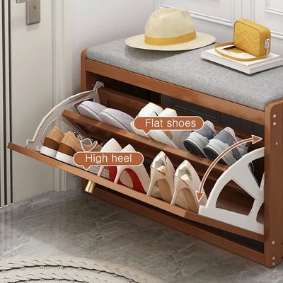 Shoe Storage , Entryway with Flip Drawer Padded Cushion, , 2-Tier Rack Organizer for Hallway