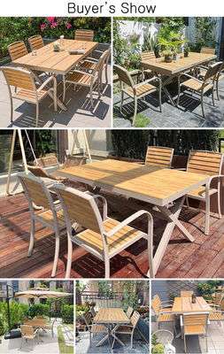 Outdoor Leisure Table Chair  Wood Antiseptic Plastic for Courtyard Villa Terrace Garden Balcony Cafe-Kitchen Application
