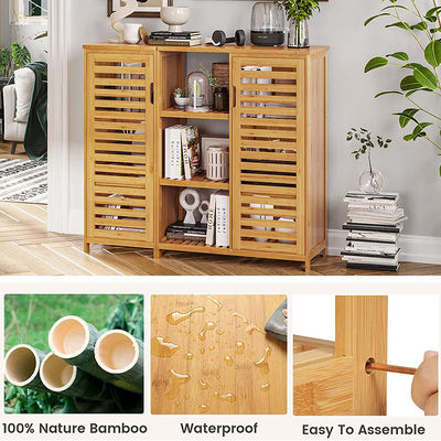 Cabinet with Shelves, Floor Standing Shelf Book in Living Room Kitchen Storage