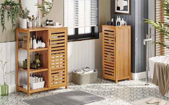 Cabinet with Shelves, Floor Standing Shelf Book in Living Room Kitchen Storage