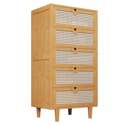 Bamboo 5-Drawer Chest Storage Organizer for Home for Living Room Bedroom Hotel or Apartment