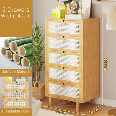 Bamboo 5-Drawer Chest Storage Organizer for Home for Living Room Bedroom Hotel or Apartment