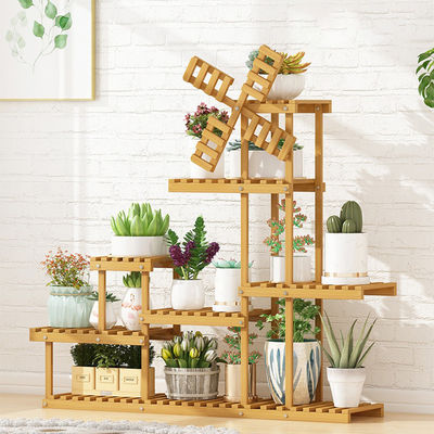 Indoor/Outdoor Living Room Decorative Bamboo Shelves Plant Pot Stand Rack Floral Unit Shelving